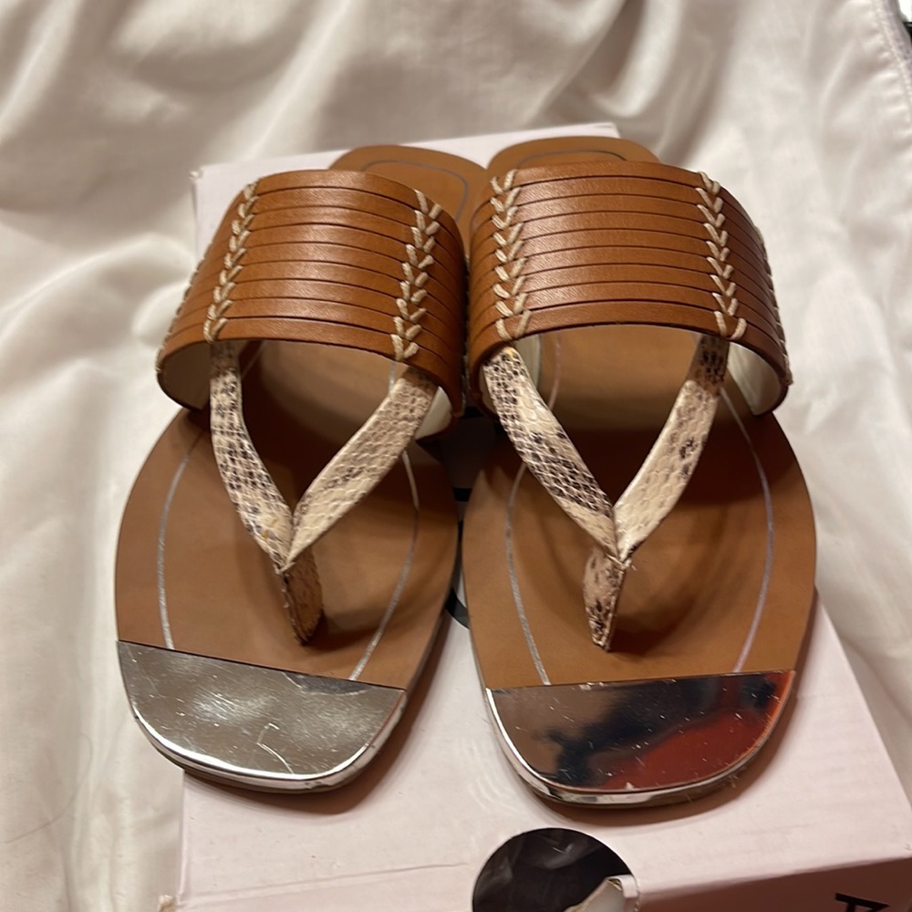 Aldo Snakeskin and Tan Leather Sandals Size 7.5 - Picture 5 of 7